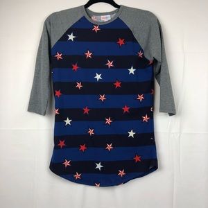 ♧ Lula Roe XS Patriotic 3/4 sleeve top